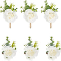 Meldel White Ivory Rose Wrist Corsage Boutonniere for Men Wedding Wrist Flower Corsage Hand Flower for Bride Bridesmaid Prom Decor Paty Girl