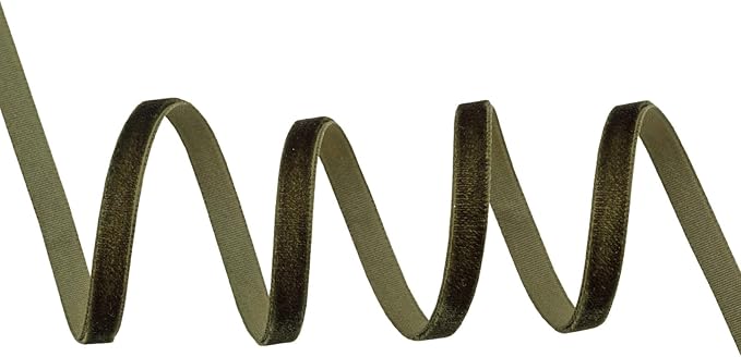 Nylon Velvet Ribbon Single Faced,1/4 Inch X 50Yards Spool (Moss Green)
