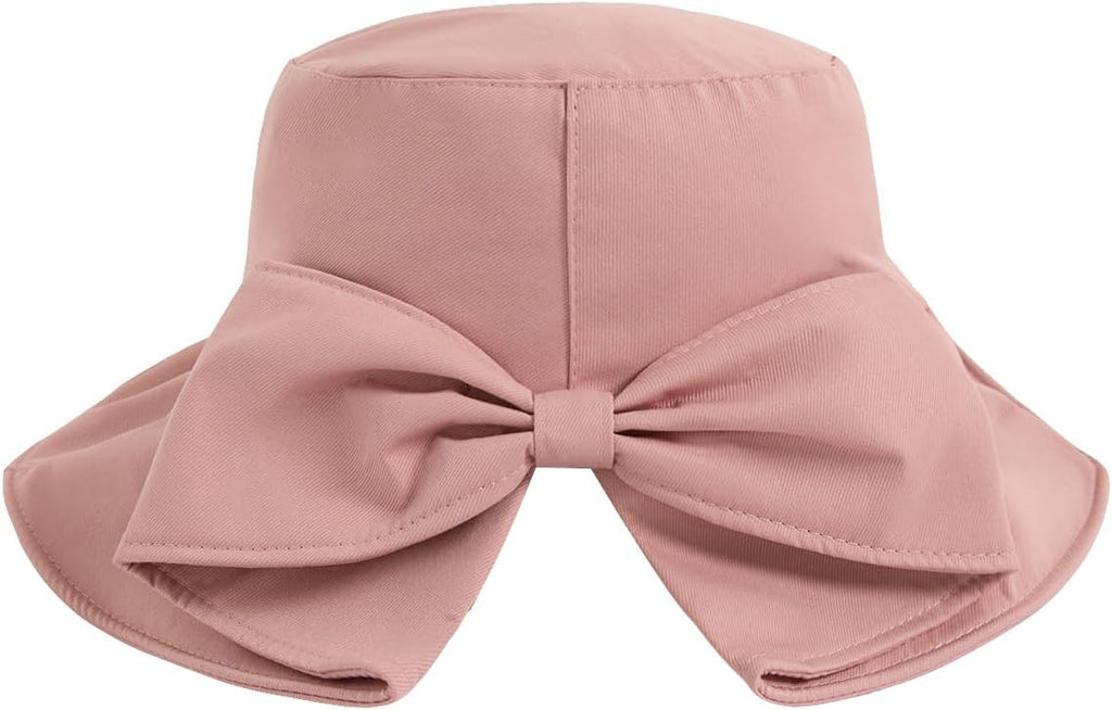 Verdusa Women's Bow Knot Wide Brim Bucket Hats Summer Outdoor Sun Hat