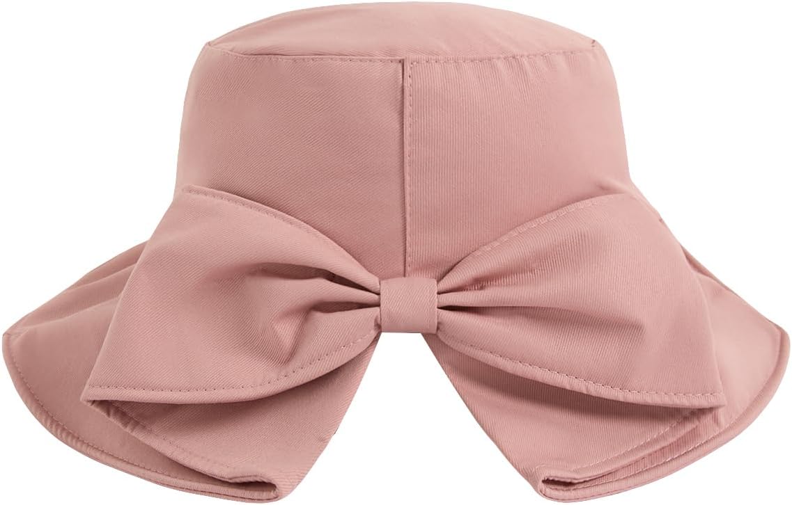 Verdusa Women's Bow Knot Wide Brim Bucket Hats Summer Outdoor Sun Hat