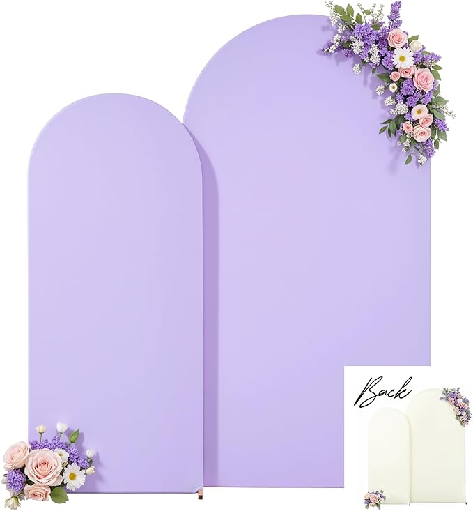 Cream Purple Arch Backdrop Cover Set of 2 Spandex Arch Covers 7.2 and 6ft Wedding Birthday Party Arch Covers Stretchy Backdrop Bridal Baby Shower Biege Lavender Arch Stand Cover