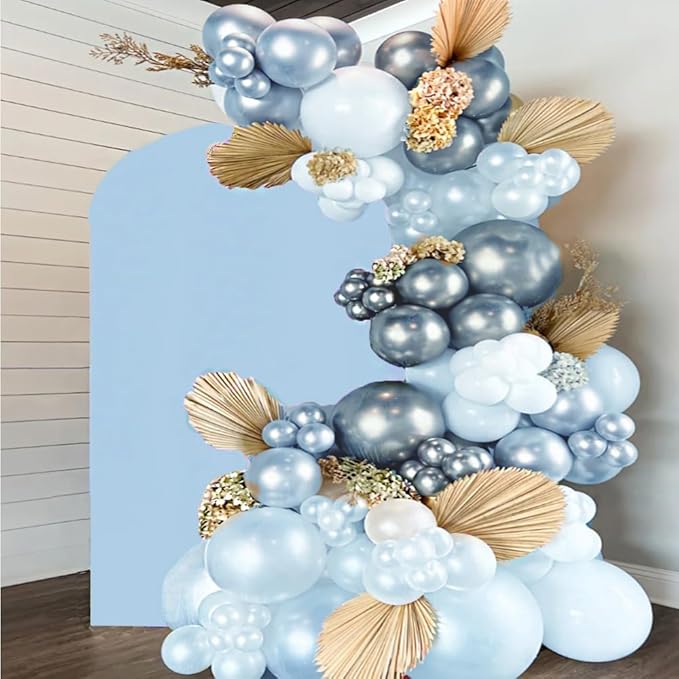 6FT Baby Blue Wedding Arch Cover, Baby Blue 6FT Arch Backdrop Covers for Gender Reveal, Light Blue ArchsBackdrop Covers, Chiara Backdrop Cover for Wedding Birthday Party Decor