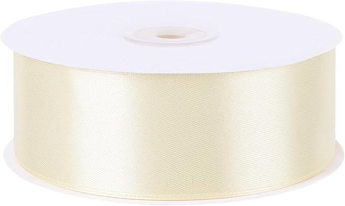 Ivory Satin Ribbon 1 1/2 Inch 60 Yards Cream Ribbon for Wedding Gift Wrapping Hair Bows Crafts Home Decor Flower Bouquet Christmas Decorations