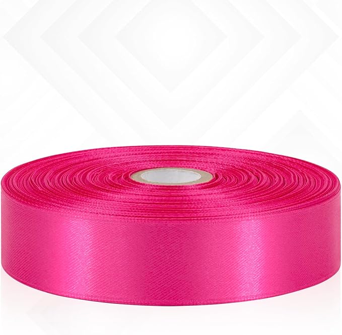 Hot Pink Satin Ribbon 1 Inch, 60 Yards Hot Pink Ribbon for Hair, Flower Bouquet, Gift Wrapping, Crafts, Graduation Wreaths, Invitation Cards, Festival Decor