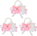 MECCANIXITY 3Pcs Wrist Corsage Artificial Flower Bracelets Rose Wrist Bride Groom Decorative for Wedding Ceremony Prom Party Anniversary Pink