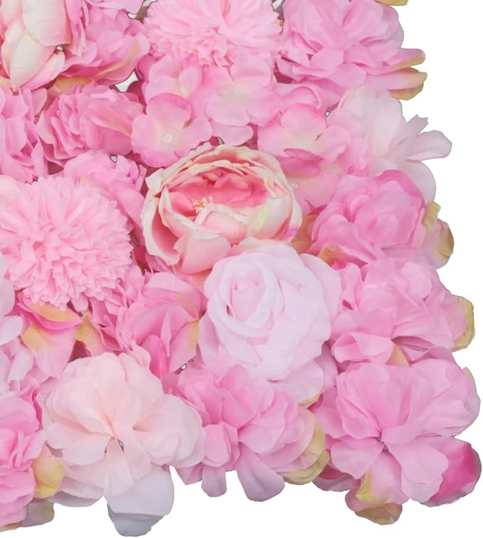 Gdrasuya10 6pcs Realistic Flower Wall Background Artificial Flowers Wall Backdrop Panel 3D Silk Rose Fake Flower Wall Panel Banquet Wedding Party Decor, Photography Background 60 x 40 cm