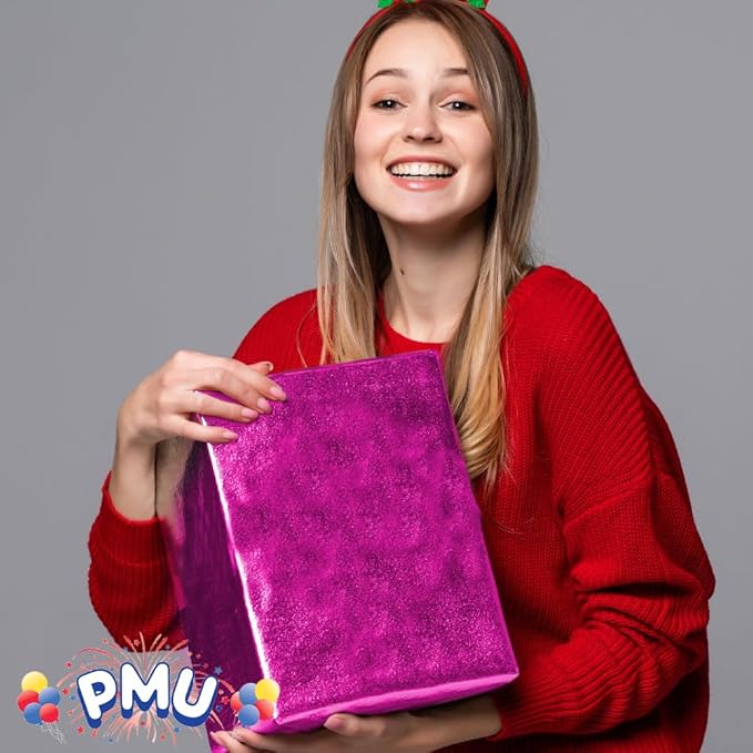 PMU Gift Wrap Mylar Roll Metallic Magenta 2-sided, 48 Inches X 25 Ft Roll 1.4 Mil Highly Reflective Mylar Film, Great for Gifts, Birthdays, Christmas, Baskets, Arts & Crafts