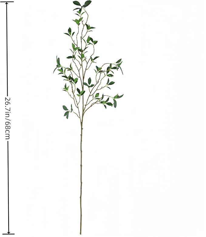 4Pcs Artificial Greens Branches for Vase, 27" Faux Twigs Tree Stems, Fake Plants Tree Branches for Home Decor, Fake Ficus Twigs for Office Wedding Shop Vase Fillers Banquet Decoration