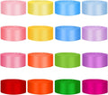 400 Yard Satin Ribbon for Crafts, 16 Rolls 1 Inch Single Face Assortment Ribbons for Gift Wrapping Flower Bouquet Wedding Invitations Birthday Party Festival Decoration Hair Bows