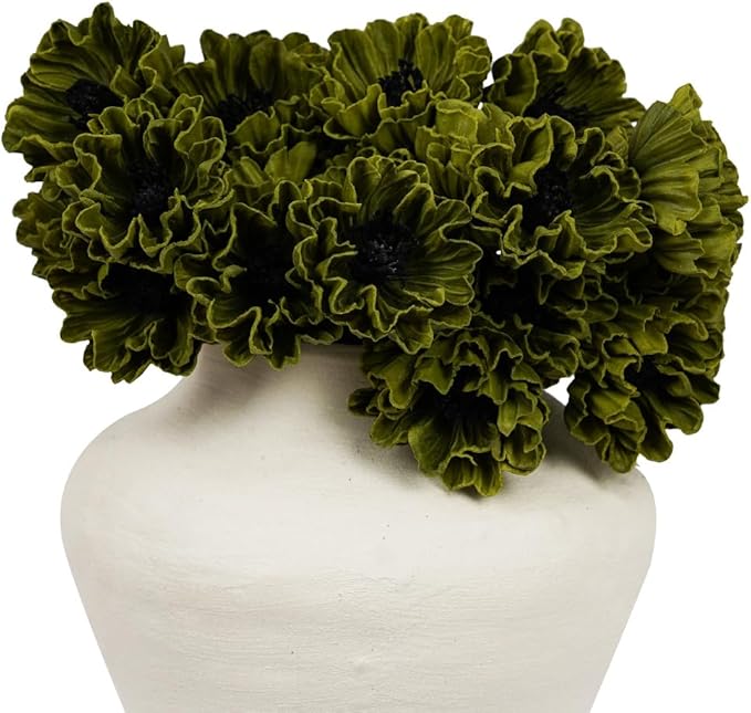 Melorca&Guilla Artificial Flowers,24Pcs 13.5inch White Poppy Fake Flowers,Real Touch Faux Flowers, Spring Décor Fake Silk Flowers for Wedding Kitchen Shop Office Home Décor (24, White Cornpoppy)