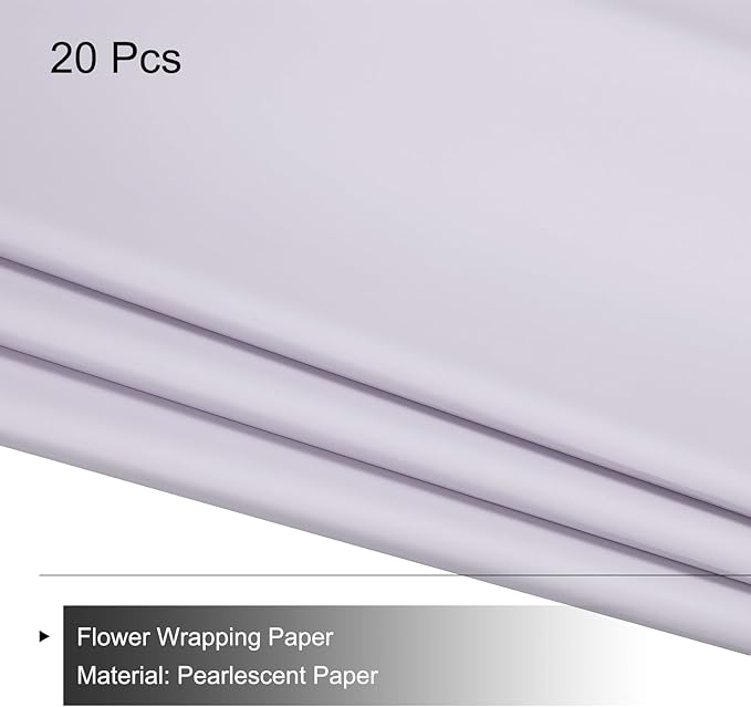 MECCANIXITY Pearlescent Film Flower Wrapping Paper 22.8x22.8 Inch Waterproof for DIY Crafts, Gift/Gift Box Packaging Smoky Purple 20 Pcs
