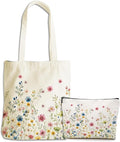 Flower Plant Lover Gifts for Women Canvas Tote Bag with Makeup Bag Cosmetic Bags Grocery Bags for Shopping Christmas