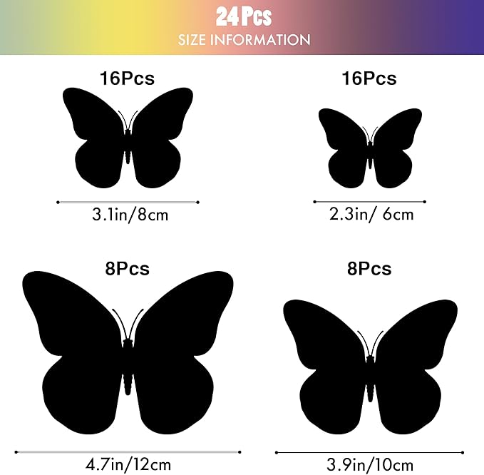 SAOROPEB 3D Butterfly Wall Decor, 48 Pcs Double Layer Butterfly Decorations for Party Decorations Locker Decor Refrigerator Decal, Reusable (Monarch)