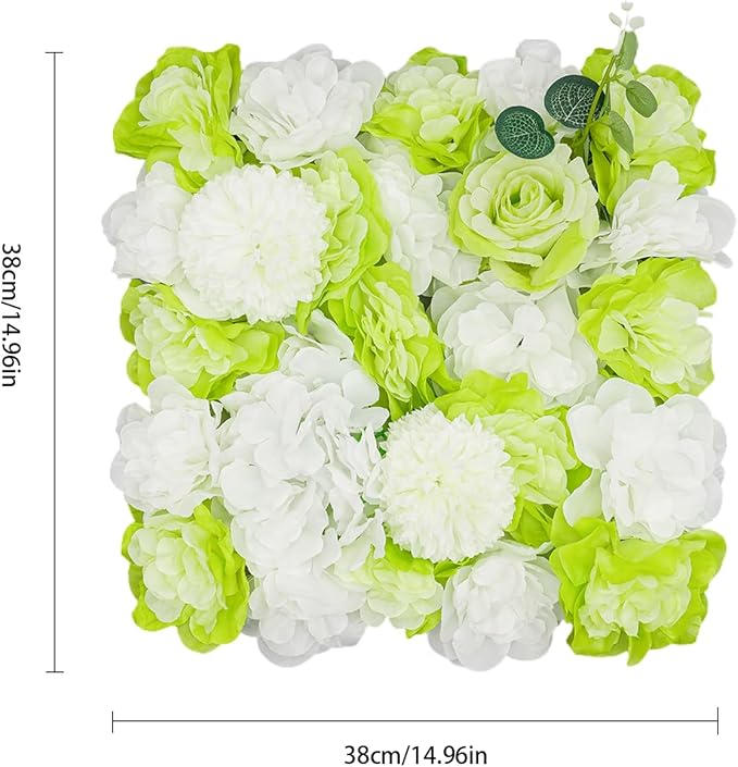 3D Flower Wall Panel Floral Backdrop,12PCS Artificial Flower Wall Background Silk Rose Mat, Artificial Flower Backdrop Faux Flower Panel for Wedding