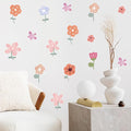 90PCS Pastel Floral Wall Decals – 10 Sheets Peel & Stick Vinyl Wall Stickers (Sizes 2.2"-4.5"), Pastel Removable Boho Aesthetic Flower Wall Art for Nursery, Kids Girls Bedroom, Dorm & Home Decor