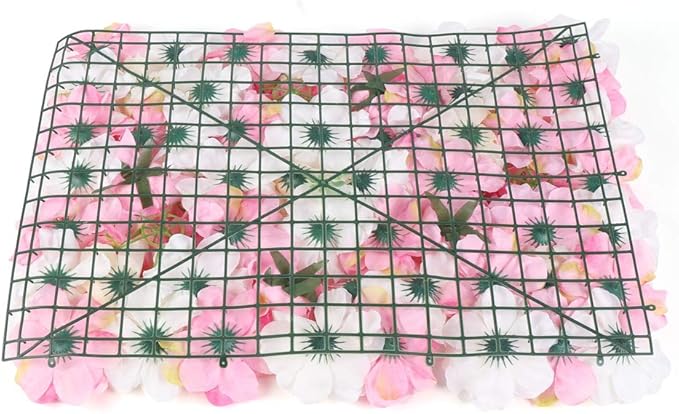 16"x 24" Artificial Flower Wall Panels,Flower Wall Mat Silk Flower Panels for Outdoor Garden Backyard Fence Fence Privacy Screen and Indoor Wall Decor(12Pcs Pink+Light Yellow+White)
