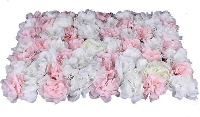 12 Pcs Artificial Flower Wall Panels 60x40cm 3D Flower Background for Wall, Wedding Flower Decorations Wall Silk Rose Panels for Candy Wall, Photo Areas, Stage Background Wall, 24 x16inch