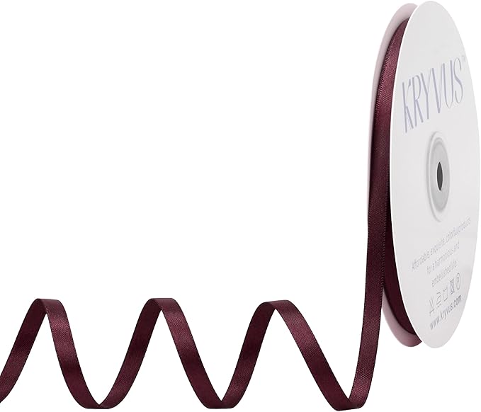 Burgundy Satin Ribbon, Double Faced 1/4 Inch X 50 Yards Burgundy Ribbon, Premium Satin Ribbon for Gift Wrapping, Crafts, Hair Bow Making, Sewing, Flower Bouquet, Wedding Party Decor
