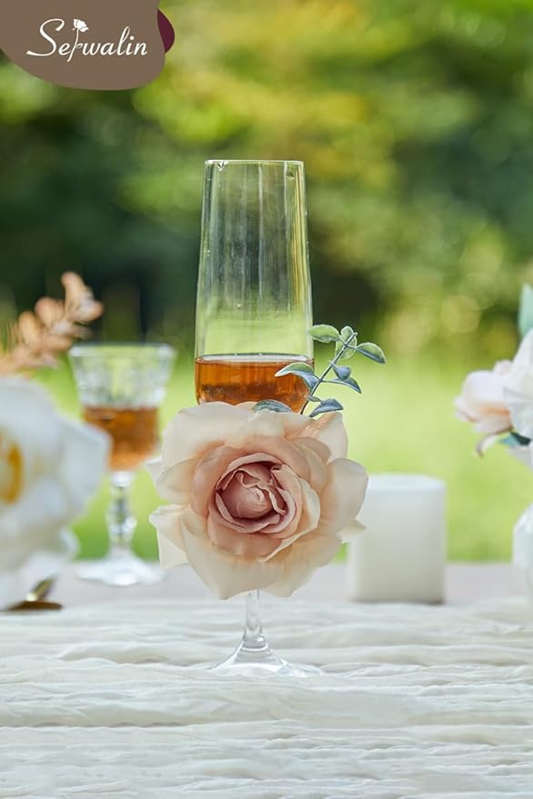 Serwalin Artificial Flowers Boho Champagne Flowers Fake Wedding Flowers Cake Flowers for DIY Wedding Bouquets Bridal Shower Centerpieces Floral Arrangements Party Decor