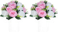 NUPTIO Flower Centerpieces for Wedding Tables: Pink & White Artificial Flower Ball Arrangement for Weddings Party - 2 Pcs Fake Floral Rose for Birthday Bridal Shower Decorations