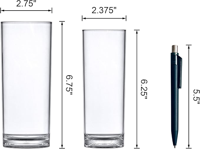 Amazing Abby - Viola Minuto - Plastic Cylinder Vases (16-Piece Set), Acrylic Flower Vases for Wedding Centerpieces, Home Decorations, Office Ornaments, Shatter-Proof, 6" + 7" (H) (Not Glass)
