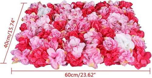 12Pcs 15.75"x 23.62"x0.79" Artificial Flower Wall Panels,Flower Wall Mat Silk Flower Panels for Outdoor Garden Backyard Fence Fence Privacy Screen and Indoor Wall Decor (12Pcs Red Pink)