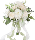 Ivory & Sage Wedding Bouquets for Bride Bridesmaids, Bridal Bouquet for Wedding Silk Artificial Flowers