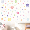 AOWDIAO 68 Large Watercolor Polka Dot Wall Decals, Peel and Stick Vinyl Stickers for Girls Bedroom, Nursery, Playroom, Classroom Pastel Decor