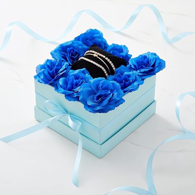 Bright Creations Blue Roses Artificial Flowers - Set of 50 3 in Stemless Silk Roses - Royal Blue Reusable Water-Resistant Faux Bouquet Decor for Wedding & Home