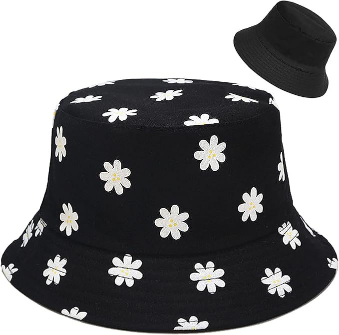 XYIYI Cute Bucket Hat Beach Fisherman Hats for Women, Reversible Double-Side-Wear