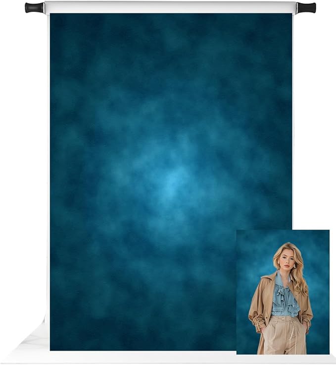 Kate 6.5x10ft Blue Abstract Photography Backdrop Portrait Backdrops for Photoshoot Old Master Blue Background Studio