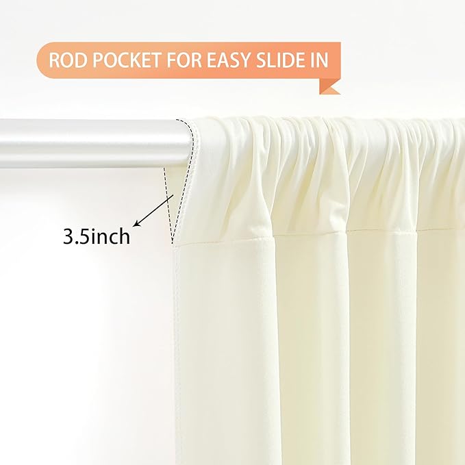 Ivory Backdrop Curtain 2 Panels-Wrinkle-Free Beige Curtains Polyester Photography Drapes for Wedding Party Baby Shower Photo Background Decorations- 8 X10FT (Ivory)