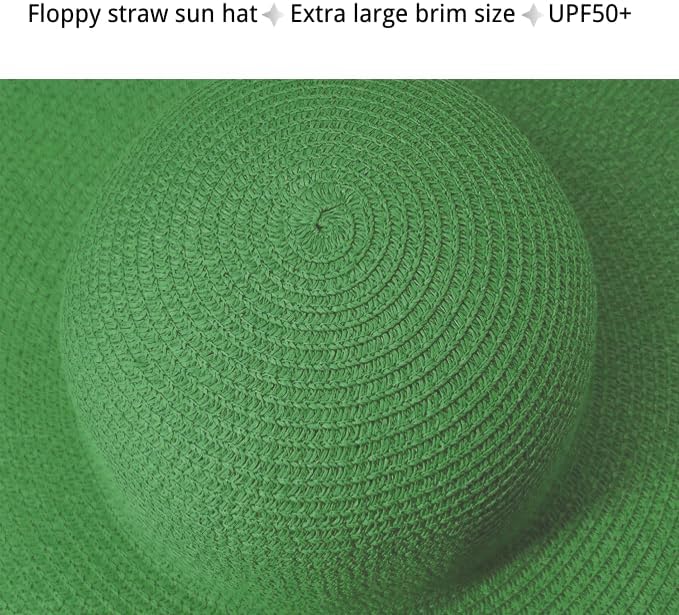 Oversized Beach Straw Hats for Women Extra Large Wide Brim Beach Hat Foldable Roll up Floppy Sun Hat