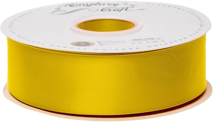 Humphrey's Craft 1-1/2 Inch Double Faced Satin Ribbon - 50 Yards, Gold Thick Satin Ribbon for Crafts, Gift Wrapping, Decoration Christmas Tree, Bridal Bouquet,Wedding,DIY Bows,Sewing Hat.
