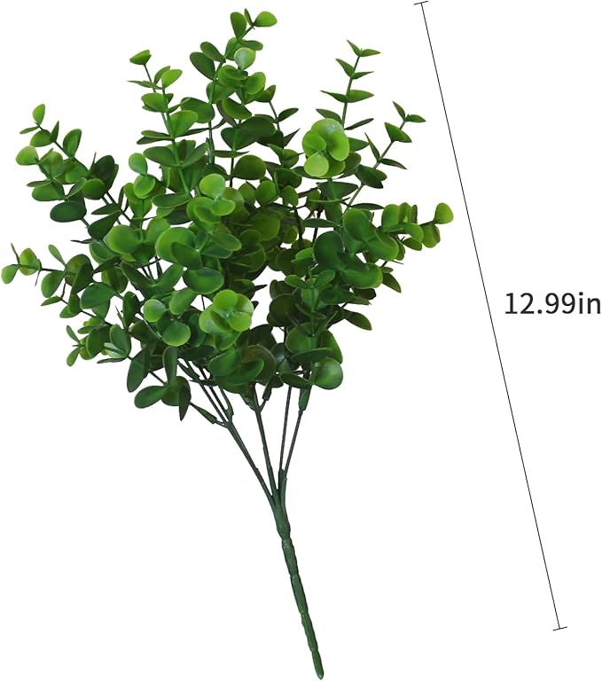 8-Pack Eucalyptus Plant – Fake Eucalyptus Artificial Plants, UV Resistant Faux Greenery for Indoor Outdoor Home Office, Classroom & Wall Décor