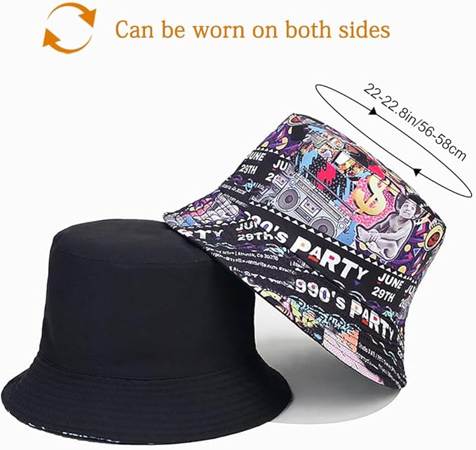 Malaxlx Bucket Hat Beach Sun Hat Fishing Hat for Women Men, Outdoor Travel Reversible Double Side Wear Fisherman Hat