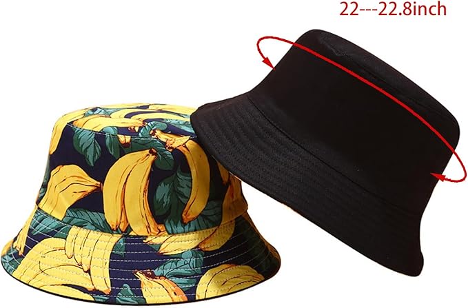 Bucket Hat for Women Men, Cotton Reversible Double Side Wear Sun Hats Beach Fisherman Hat