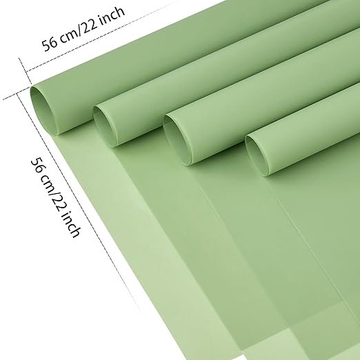 Jutieuo 20 Sheets Light Green Flower Wrapping Paper, Waterproof Solid Floral Bouquet Wrapping Paper, Florist Supplies Packaging for Wedding Birthday Gift DIY Craft (22.0 x 22.0 inch)