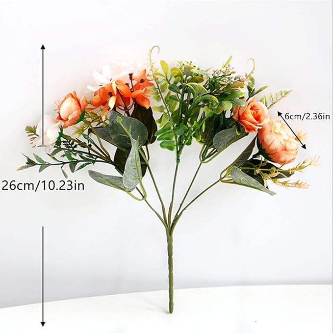 ASTRYAS Artificial Flowers, Small Artificial Peony Silk Flowers Fake Peonies Bouquet Faux Rose Flower Arrangement for Home Party Decoration (Champagne)