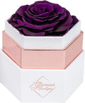 GLAMOUR BOUTIQUE Eternal Preserved Roses in a Box - Flowers Forever, Rose Forever in a Box for Wife, Birthday Gifts for Her, Single Rose, Purple