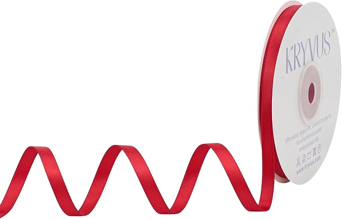 Red Satin Ribbon, Double Faced 1/4 Inch X 25 Yards Red Ribbon, Premium Satin Ribbons for Gift Wrapping, Crafts, Hair Bow Making, Sewing, Flower Bouquet, Wedding Party Decor