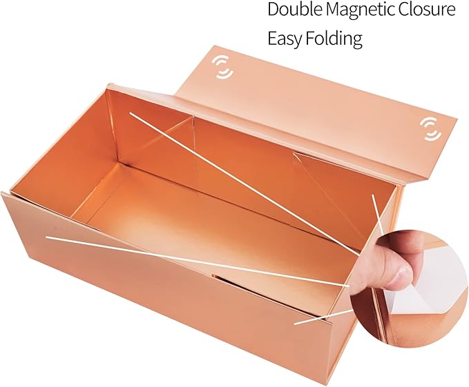 Rose Gold Gift Box with Magnetic Closure Lid 10" X 6" X 3" Gift Boxe for Presents,Luxury for Gift Packaging, Bridesmaid Gifts Boxes,Birthday Gift Box