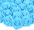 Artificial Rose Flower Heads, 100pcs Blue Roses Artificial Flower Foam Rose for DIY Wedding Bouquets Centerpieces Arrangements Party Baby Shower Home Decor (Stemless,Sky Blue)