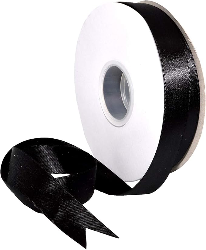 Morex Ribbon Double Face Satin Ribbon 7/8" X 50 YD Black Ribbon for Gift Wrapping, Birthday Gift Cards, Satin Dress for Women, Silk Ribbons for Crafts, Wedding Gifts for Couple