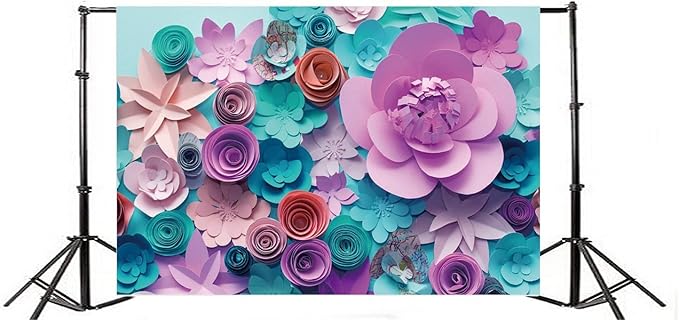 AOFOTO 15x10ft Handmade 3D Paper Flower Backdrop Birthday Party Decoration Photography Background Baby Shower Kid Girl Woman Artistic Portrait Activity Banner Photo Shoot Studio Props Vinyl Wallpaper