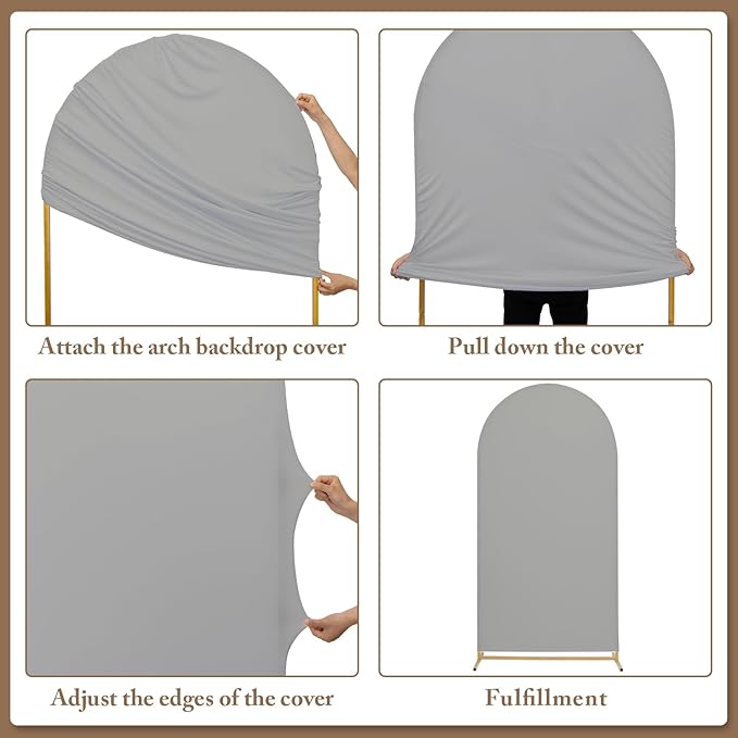 Metal Arch Backdrop Stand and Cover Set, 8FT, 6.6FT Party Backdrop, Easy to Assemble, Backdrop Stand for Parties, Birthday, Baby Shower