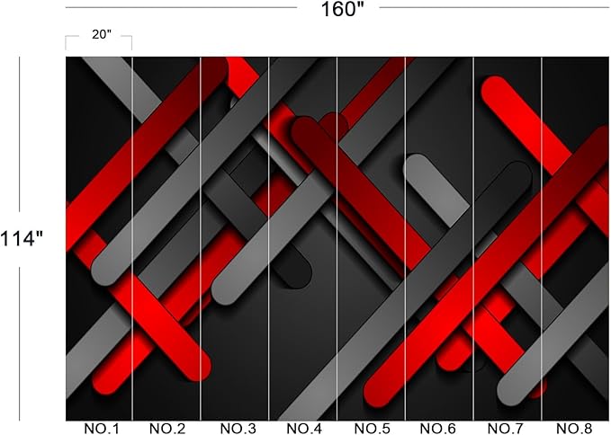 Eierme-Red and Black Smooth Stripes Abstract tech Geometric Background Peel and Stick 160" x 114"