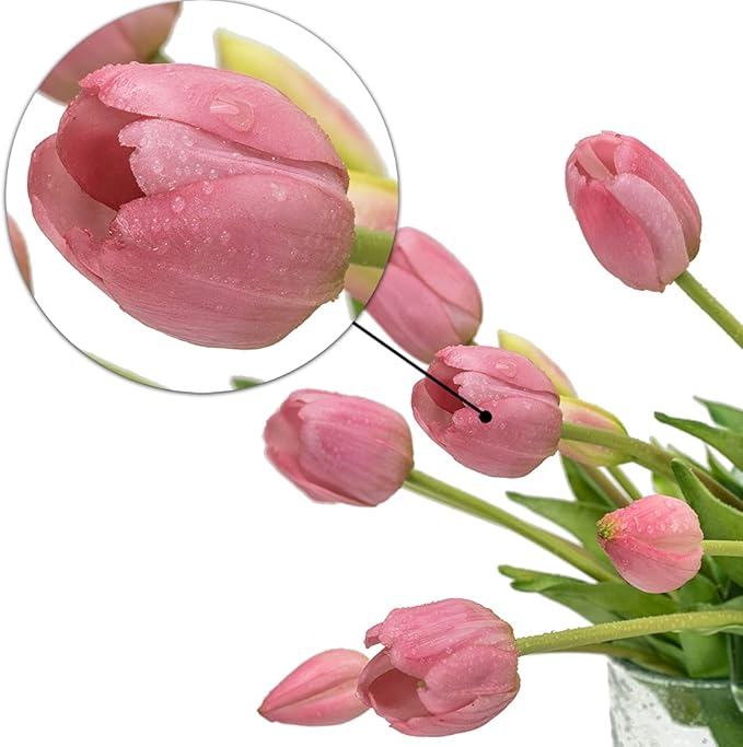 15pcs Artificial Tulips Flowers, Real Touch Latex Bouquet, Fake Tulips for Office Wedding Party Home Kitchen Garden Decoration(Light Purple,15pcs)