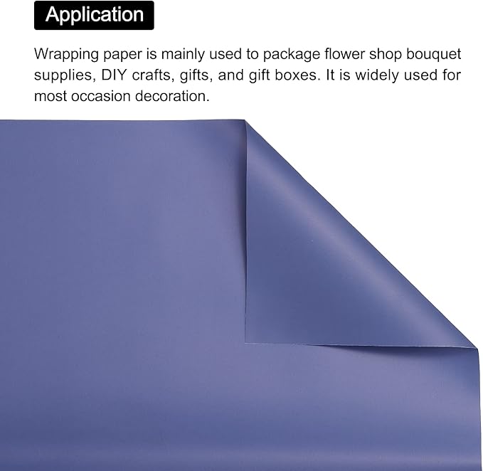 MECCANIXITY 10 Pcs Flower Wrapping Paper 22.8x22.8 Inch Waterproof Florists Wrapping Paper for Florist Bouquet Supplies, DIY Crafts, Gift/Gift Box Packaging Dark Blue