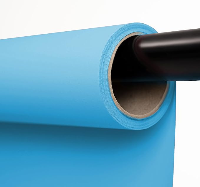 Kate Seamless Paper Backdrop for Photography Solid Blue Backdrop Paper (53''x32.8' Lite Blue)